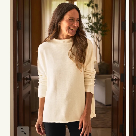 Frank & Eileen Monterey Rolled Funnel Neck Sweater Cream Size XL Cotton - Picture 1 of 8